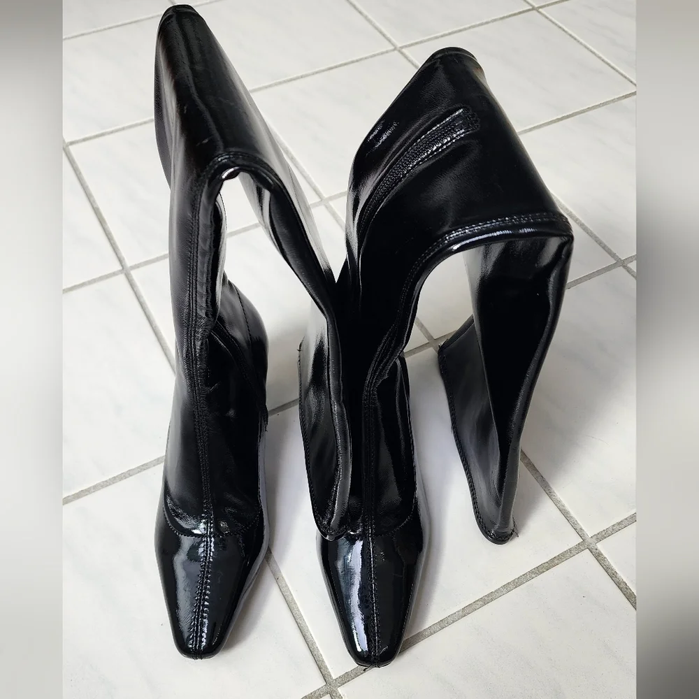 Abound Black Shiny Patent Faux Leather Over Knee Carmy Boots Kitten Heel Size 5